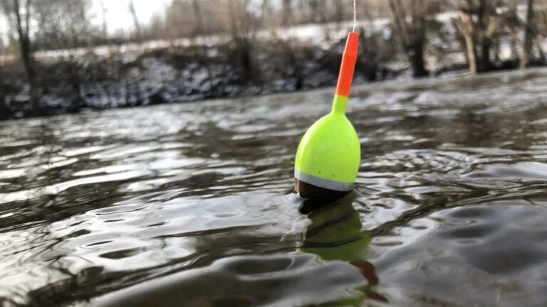 a bobber floating in a river